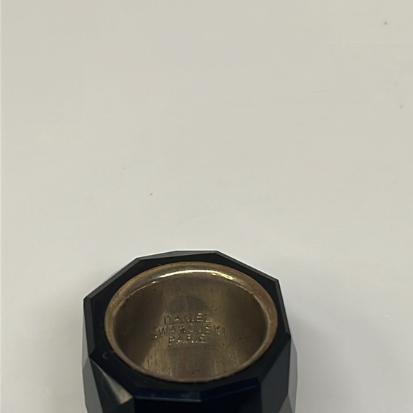 Daniel Swarovski Black Crystal Paris Ring with a Silver Tone Interior Band Color - Picture 3 of 9